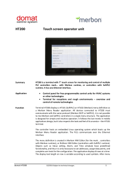 HT200 Touch screen operator unit
