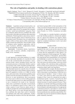 The role of legislation and policy in dealing with contentious plants