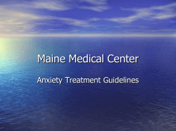 Maine Medical Center Anxiety Treatment Guidelines