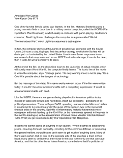 American War Games Yom Kippur Day 5773 One of my favorite films