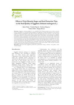 Effects of Fruit Maturity Stages and Seed Extraction Time on the