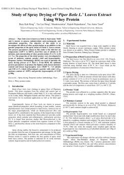 Study of Spray Drying of `Piper Betle L.` Leaves Extract Using Whey