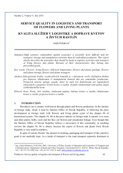 service quality in logistics and transport of flowers and living plants