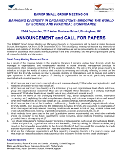 Call for papers - Aston University