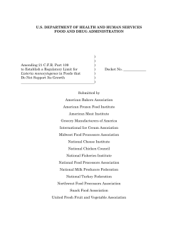 Amending 21 C.F.R. Part 109 to Establish a