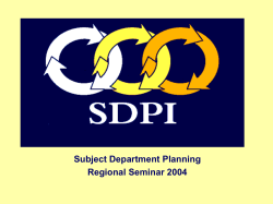 Subject Department Planning (Introduction based on Unit 9 of the