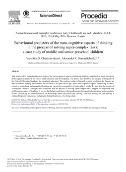 Behavioural Predictors of the Meta-cognitive Aspects of Thinking in