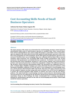 Cost Accounting Skills Needs of Small Business Operators