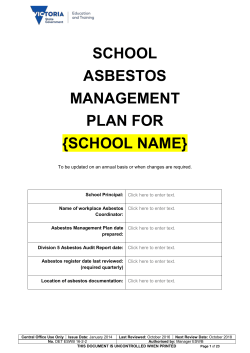 Asbestos Management Plan - Department of Education and Training