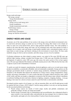 Energy needs and sources