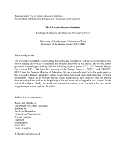 The L3 syntax-discourse interface - ePrints Soton