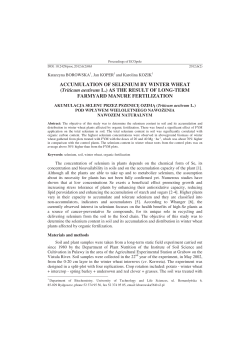 ACCUMULATION OF SELENIUM BY WINTER WHEAT (Triticum
