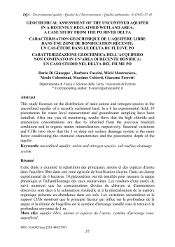 Caratterizzazione geochimica dell`acquifero non confinato in un