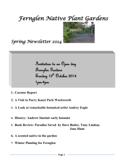 Fernglen Native Plant Gardens Invitation to an Open day Fernglen