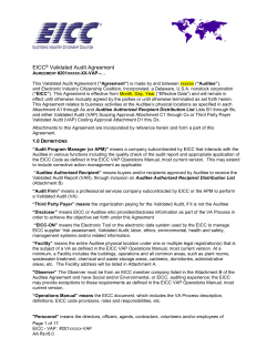 EICC&reg; Validated Audit Agreement Agreement #201xxxxx-XX