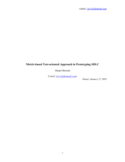 The Metric- based Test- oriented approach Approach in