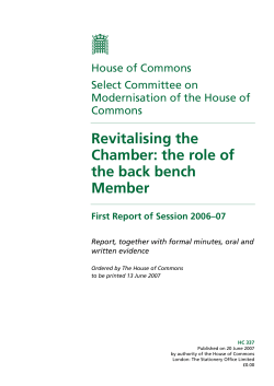 Revitalising the Chamber: the role of the back bench Member
