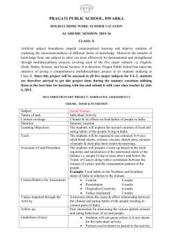 PRAGATI PUBLIC SCHOOL, DWARKA HOLIDAY HOME WORK