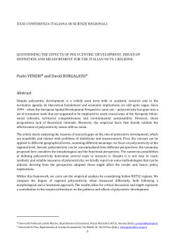 Polycentric development and social cohesion in the Italian