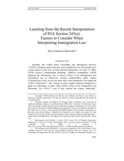 Learning from the Recent Interpretation of INA Section 245(a