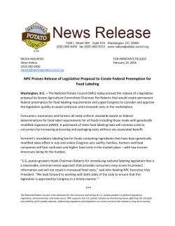 NPC Praises Release of Legislative Proposal to Create Federal