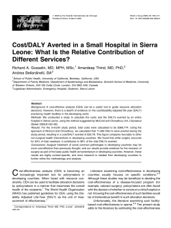 Cost/DALY Averted in a Small Hospital in Sierra Leone: What Is the