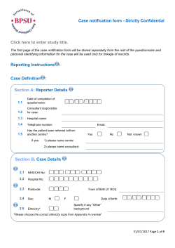 Case notification form - Strictly Confidential
