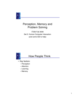 Perception, Memory and Problem Solving How People Think