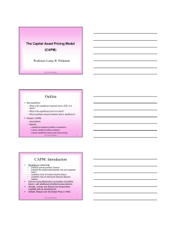 Outline CAPM: Introduction