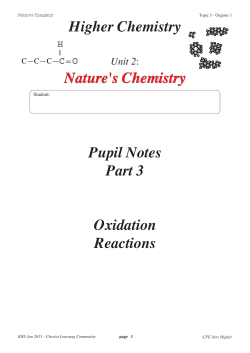 Higher Chemistry Nature`s Chemistry Pupil Notes Part 3 Oxidation
