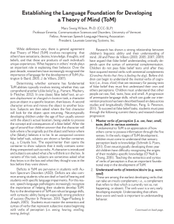 The Language Foundation for Developing a Theory of Mind (ToM)