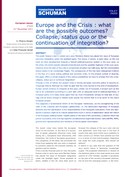 Europe and the Crisis : what are the possible outcomes?Collapse