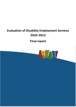 Evaluation of Disability Employment Services 2010–2013 Final report