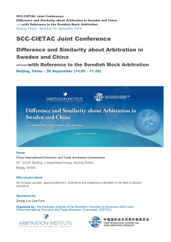 SCC-CIETAC Joint Conference - The Arbitration Institute of the