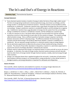 The In`s and Out`s of Energy in Reactions Chemistry Topic