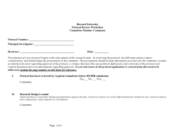 Page 1 of 5 Howard University Protocol Review Worksheet