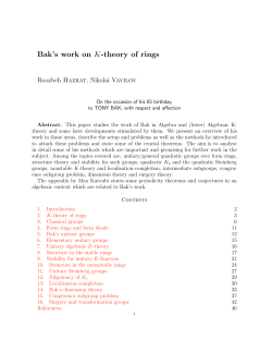 Bak`s work on K-theory of rings