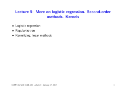 Lecture 5: More on logistic regression. Second