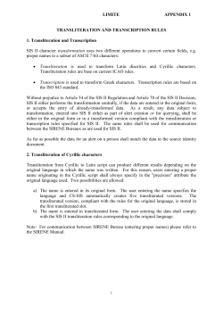 LIMITE APPENDIX 1 TRANSLITERATION AND TRANSCRIPTION