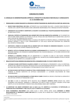 Approvato il progetto di bilancio individuale e consolidato al 31