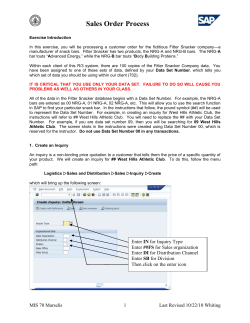 Sales Order Exercise