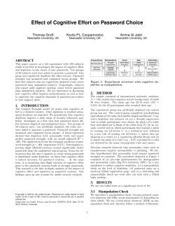 Effect of Cognitive Effort on Password Choice