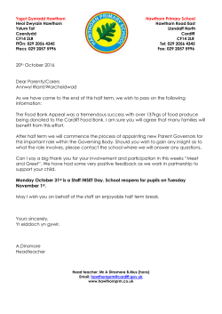 Parental Letter Oct 20th - Hawthorn Primary School