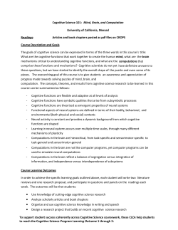 Cognitive Science 101: Mind, Brain, and Computation University of