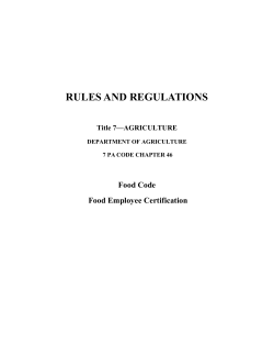 PA Food Code - Bucks County