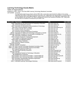 Learning Technology Events Matrix Table of Organizations