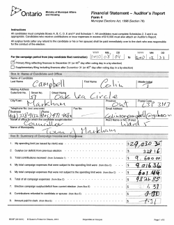 Campaign Finanacial Statment, Colin Campbell