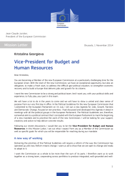 Mission Letter - European Commission