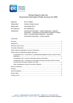Review Report under the Government Information (Public Access