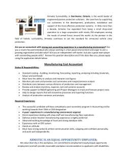Manufacturing Cost Accountant ARMATEC IS AN EQUAL